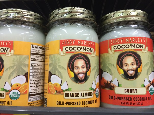 My question here is: how did Ziggy Marley get involved in coconut oil? And who designed this label? Because it’s awesome.